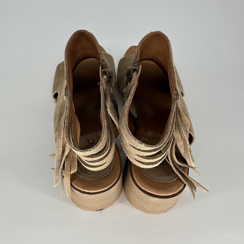 boc Shoes Womens Size 8M Taupe Suede Leather Peep Toe Block Heel Sandals Zip - Picture 7 of 11